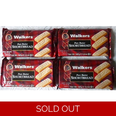 4 X PACKETS OF 160g PURE BUTTER WALKERS SCOTTISH SHORTBREAD FINGERS